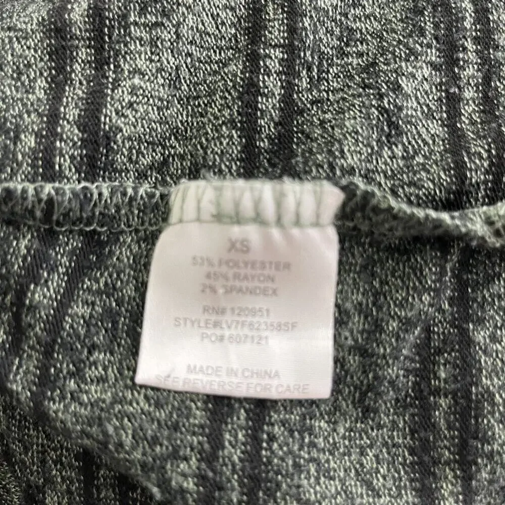 2/$30 Olive + Oak Lidy Cowl Neck Hi-Low Knit Top Tunic Green Striped XS #8908